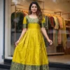SS2016 Kalyani Lichi Silk Jacquard Work Fesival Gown Wholesale Surat