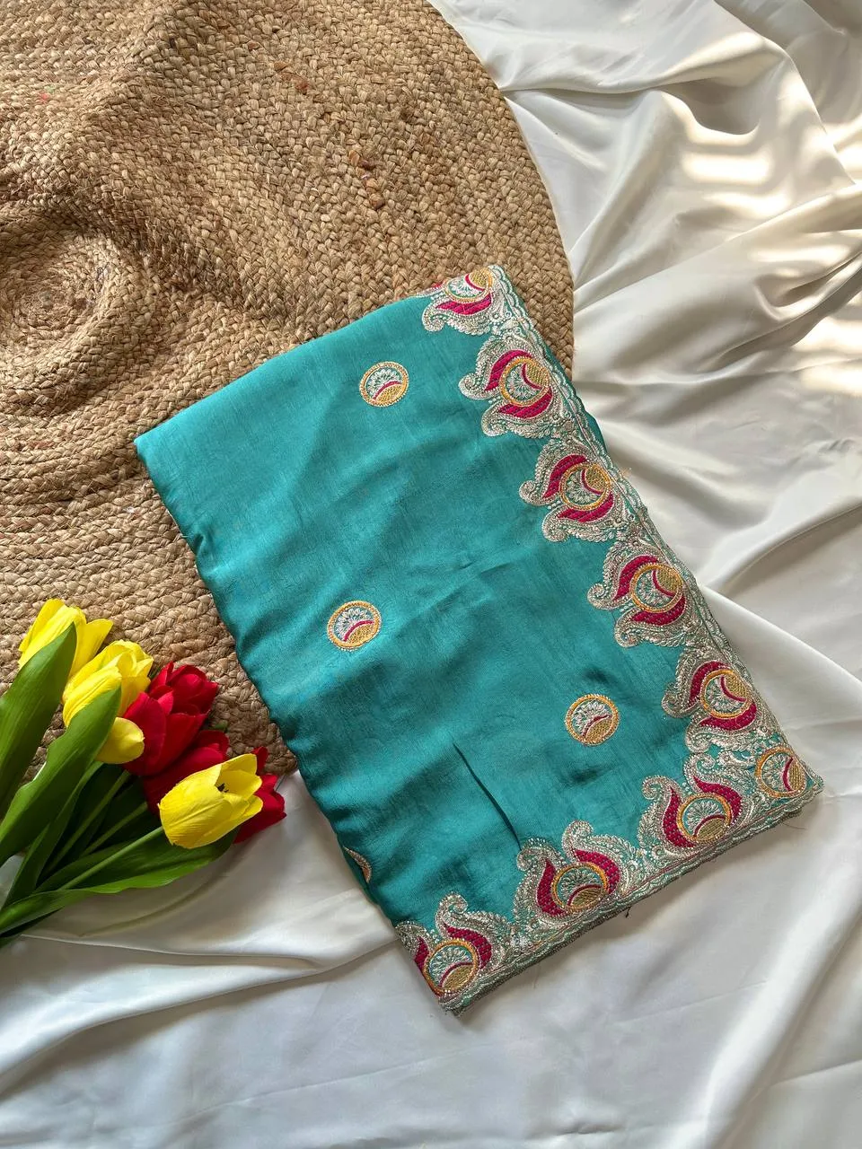 SS2016 Indumati Silk Georgette Embroidery Festival Saree Wholesale Surat