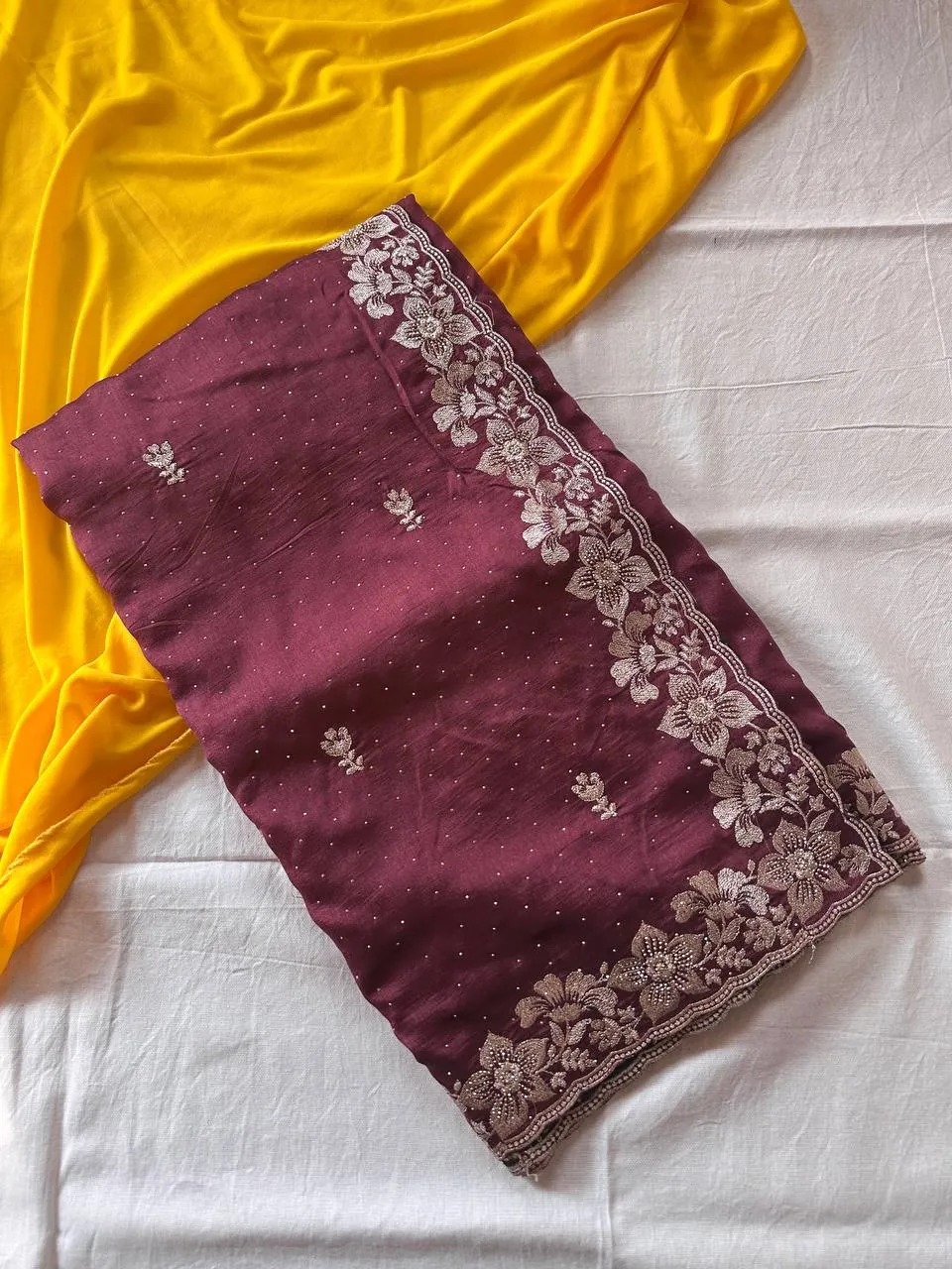MHV Simran Vichitra Silk Embroidery Daily Wear Saree Wholesale Surat