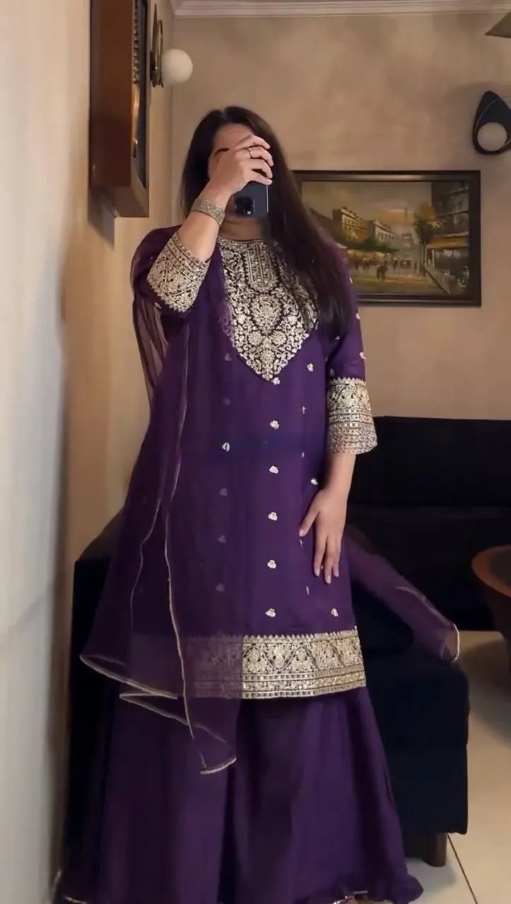 Deepika 5946 Gorgette Sequnce Sharara Suit Set Wholesale Surat