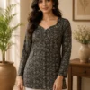 Aawiya RJ 4 Rayon Printed Daily Wear Black Short Kurti Wholesale Surat