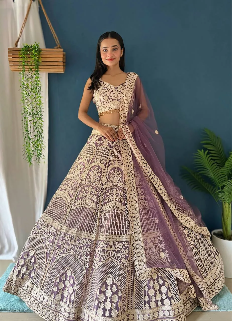 DKT 5018 Net Sequins Embroidery Wedding Lehenga Choli Wholesale Surat Market