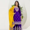 DKT 5129 Chinon Silk Codding Embroidery Work Sharara Suit Dupatta Set