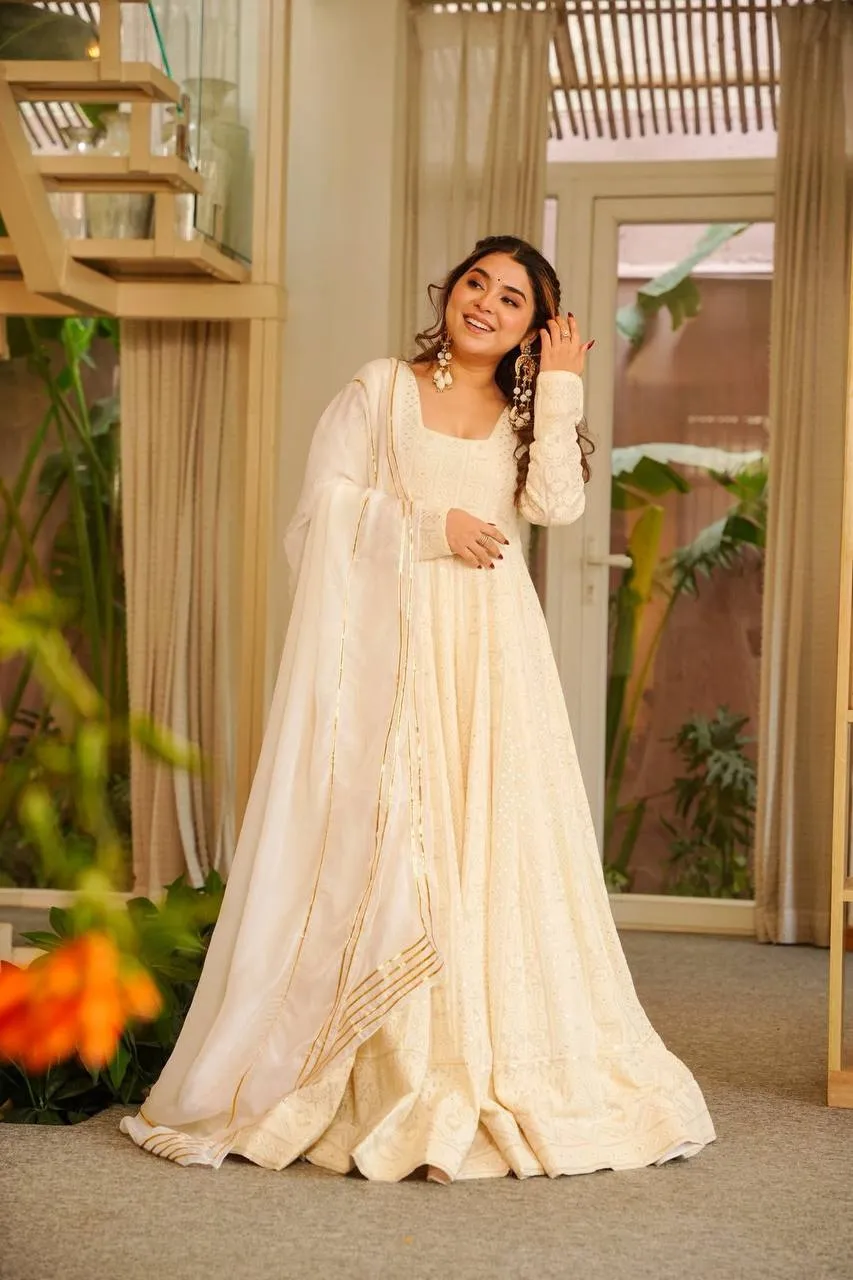 STD 6115 Georgette Sequins Work Anarkali Gown Wholesale Surat Market