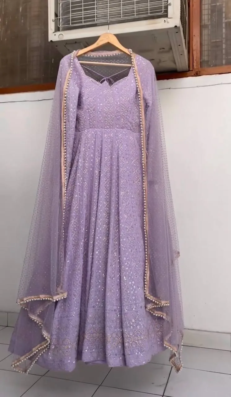 STD 6116 Georgette Sequins Work Tranding Anarkali Wedding Gown