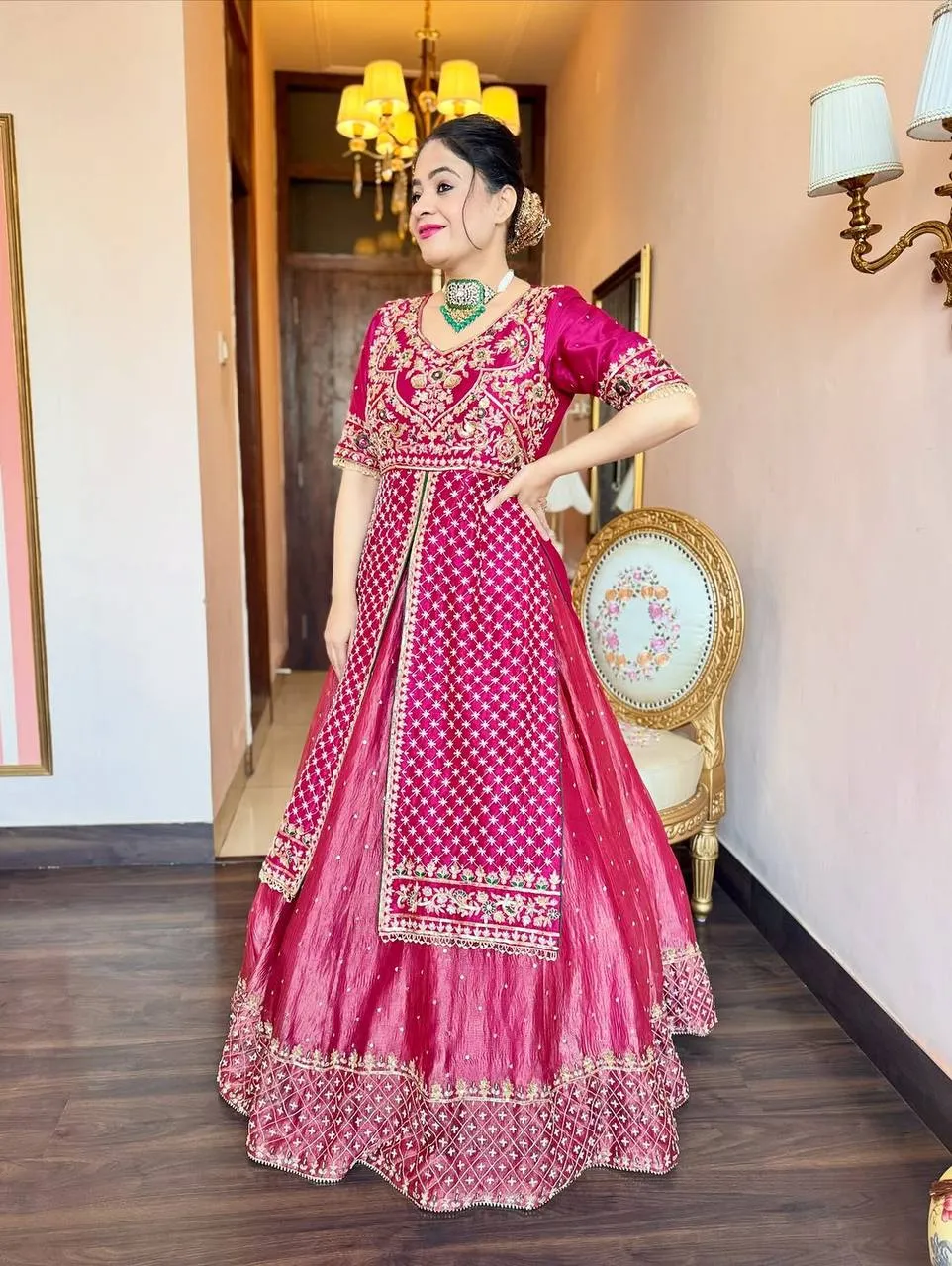 STD 6117 Chinon Silk Embroidery Designer Lehenga Skirt Wholesale Surat