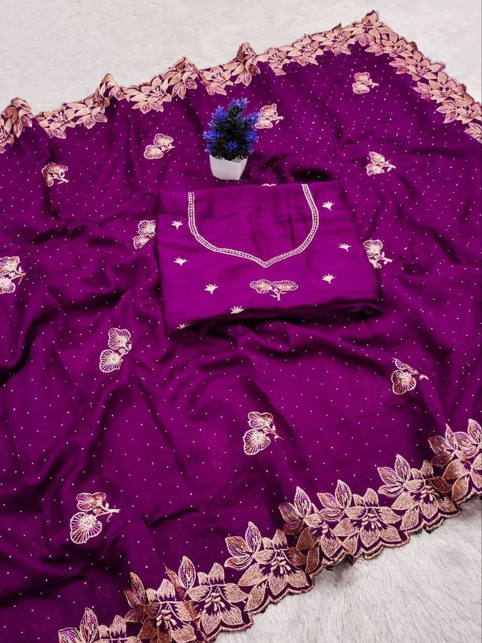RC1 Vichitra Silk Zari Embroidery Work Festival Saree Collection