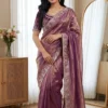 WMS Fandy Satin Silk Designer Embroidery Work Wedding Saree
