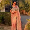 WMS Organza Silk Hand Work Baby Pink Raksha Bandhan Saree