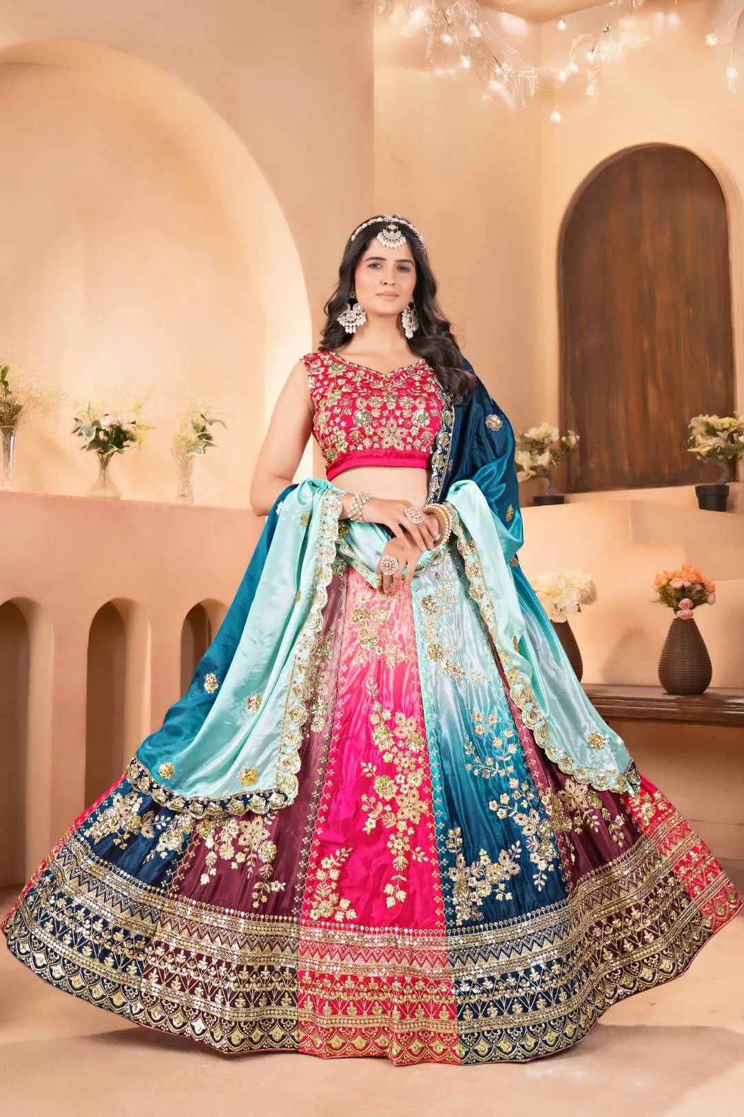 DKT 5122 Chinon Pedding Zari Embroidery Wedding Lehenga Choli Collection