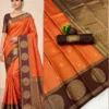 SS180 Orange Kanchivaram Silk Zari Work Festival South Style Saree