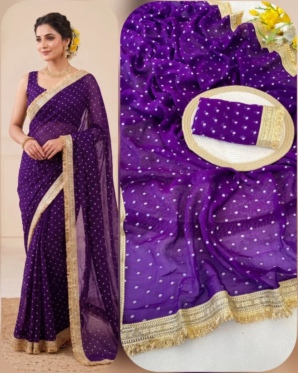 SS180 Anisha Fendy Chiffon Weaving Raksha Bandhan Saree