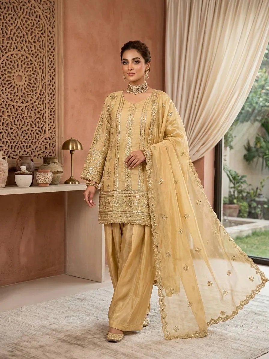 Deepika 1583 Jmc Silk Thread Work Pakistani Designer Sharara Suit