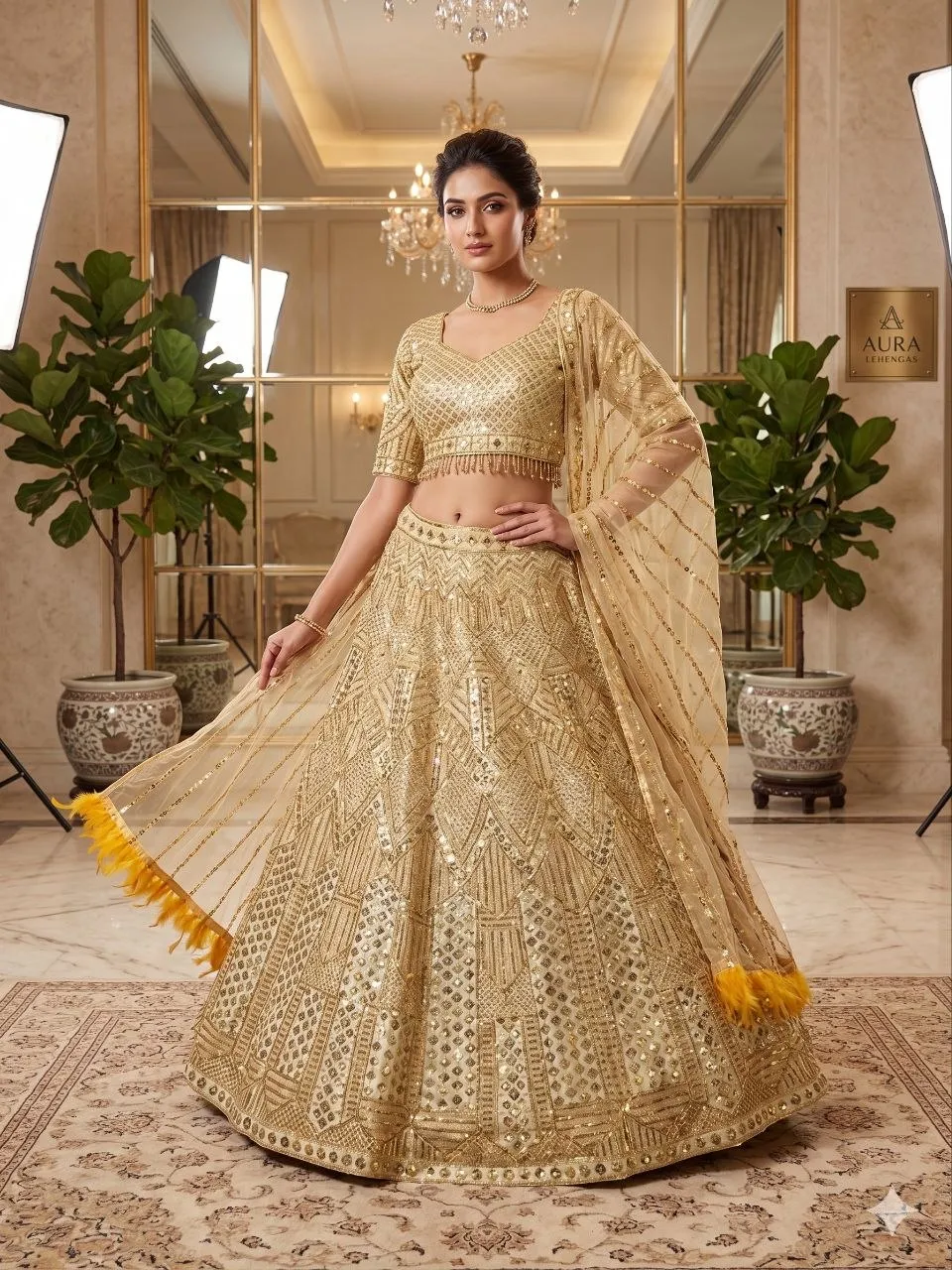HCR 881 Net Sequins Work Wedding Wear Lehenga Choli In Surat
