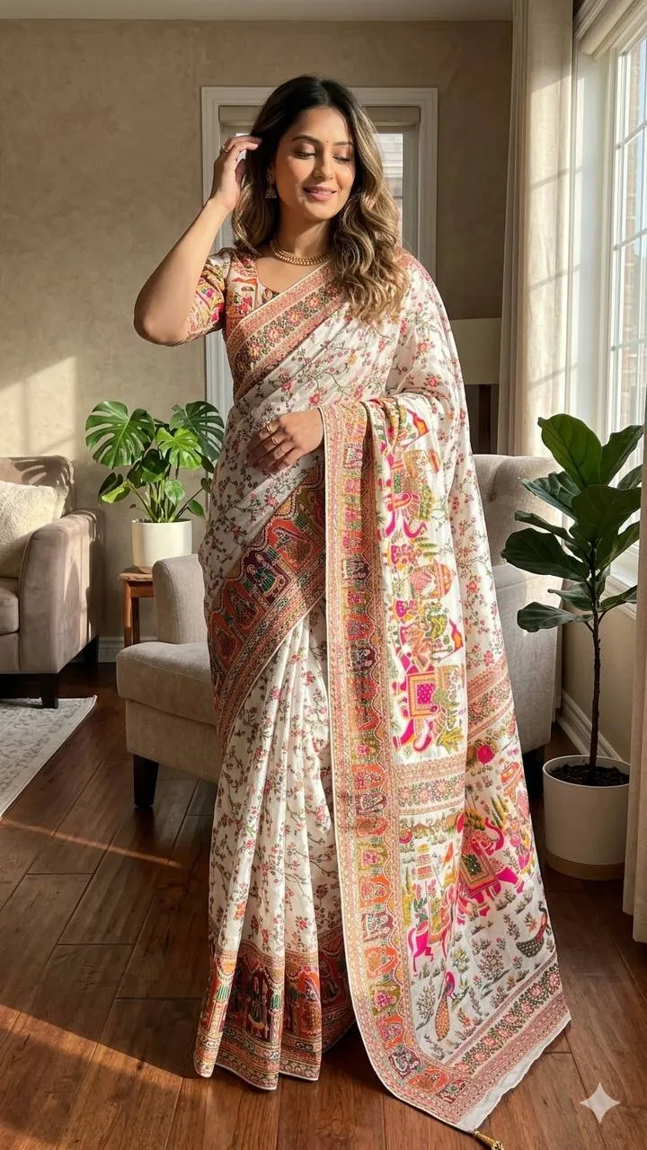 Laxmi 1051 Silk Weaving Kashmiri Thread Work Saree Online Shopping