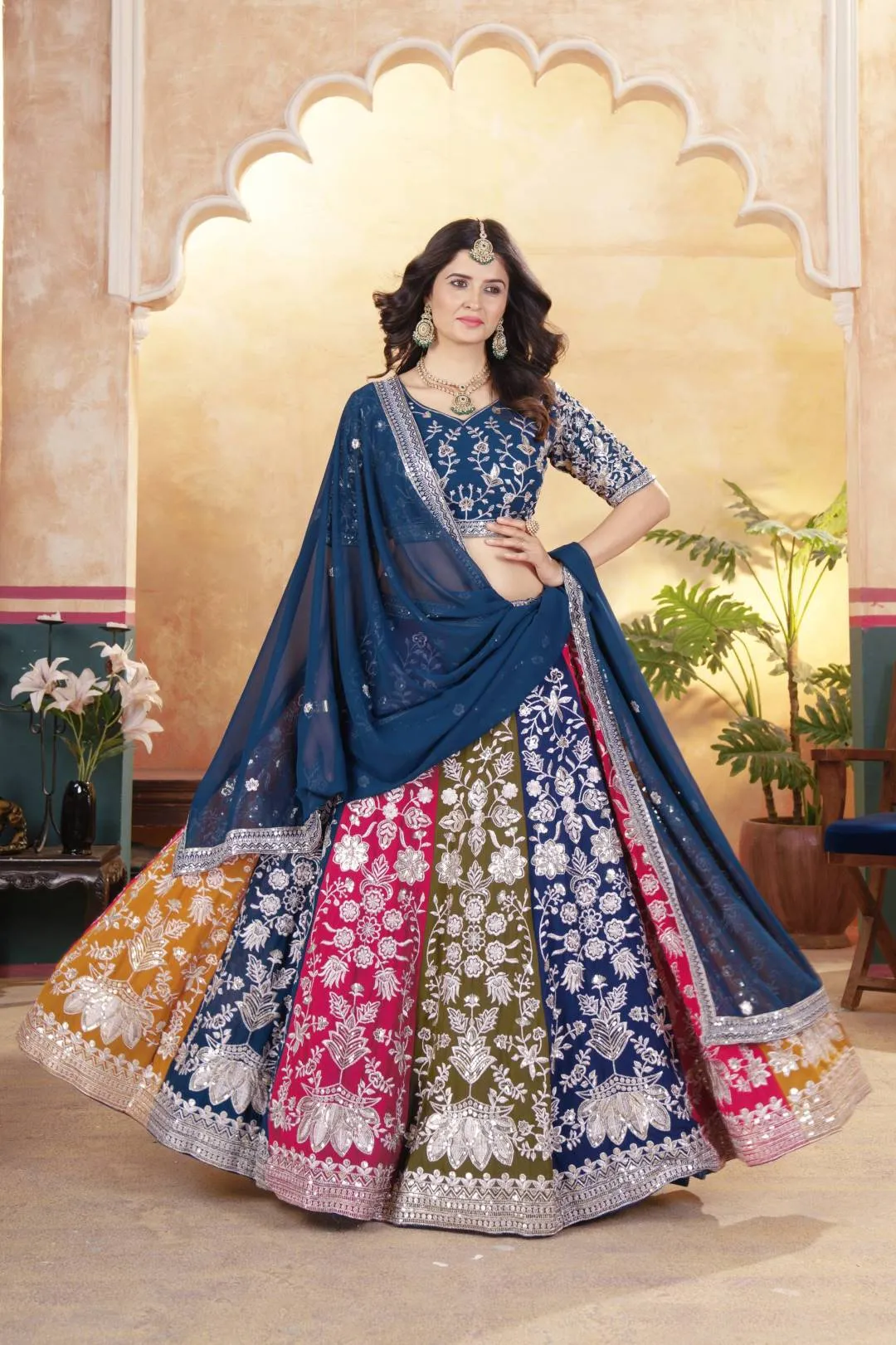 DKT 5053 Georgeet Sequins Embroidery Designer Wedding Lehenga Choli