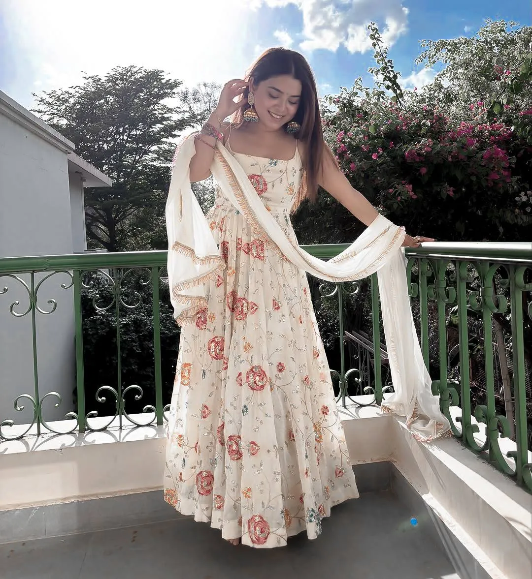 Deepika 6021 Gorgette Sequnce Work Raksha Bandhan Anarkali Gown