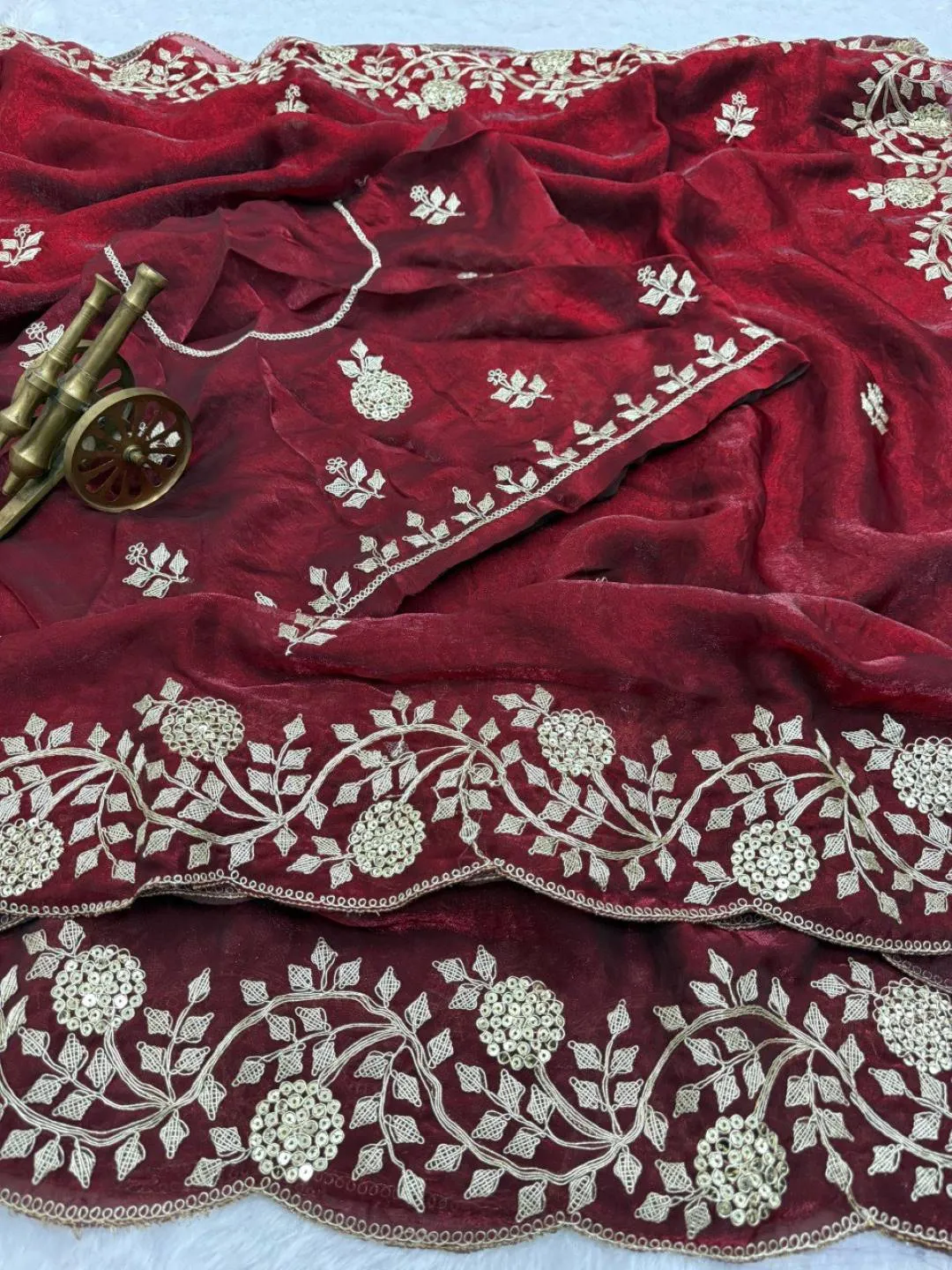 Kusum 815 Fandy Satin Embroidery Thread Work Festival Saree Manufacturer Wholesale