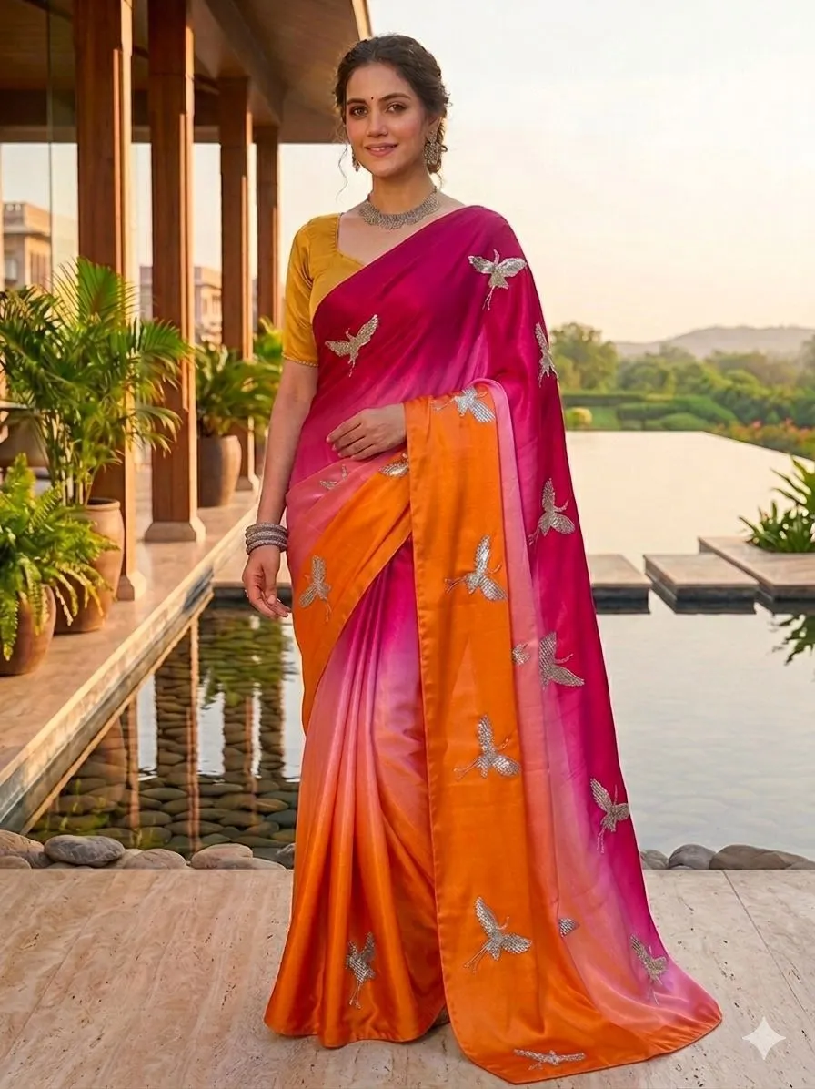 SNT Soft Space Silk Saree Thread Sequence Work