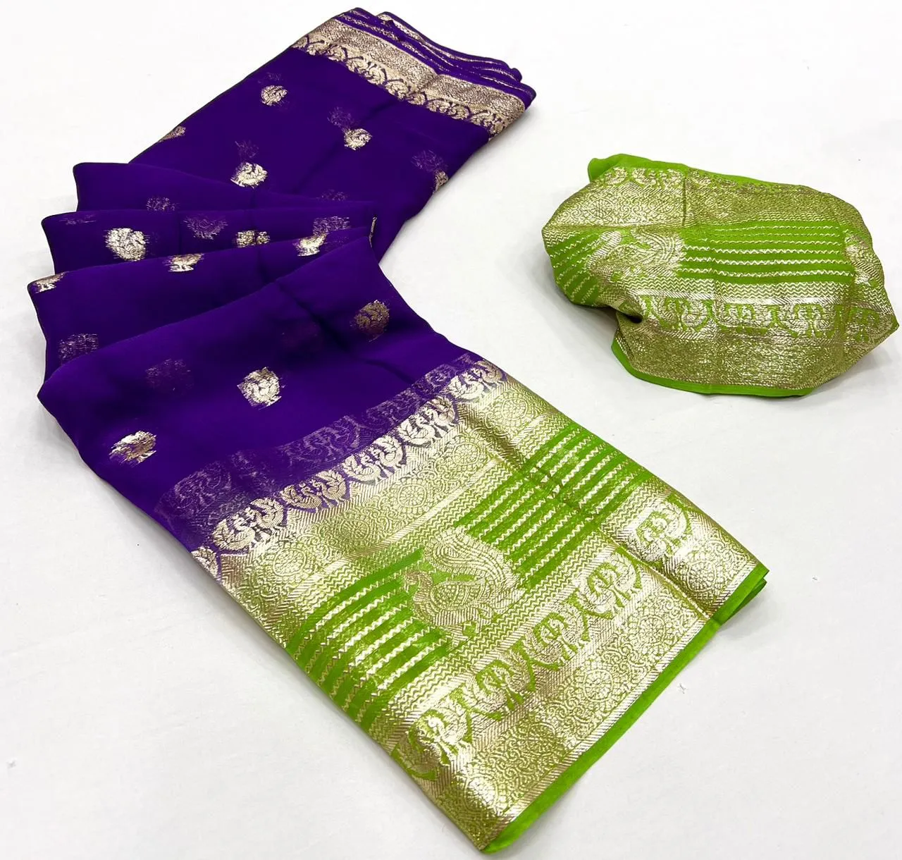 SNT Pure Viscose Georgette Saree Fancy Zari Border