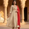 Zarin 08 Chinon Silk Embroidery Gown Pant Dupatta Collection