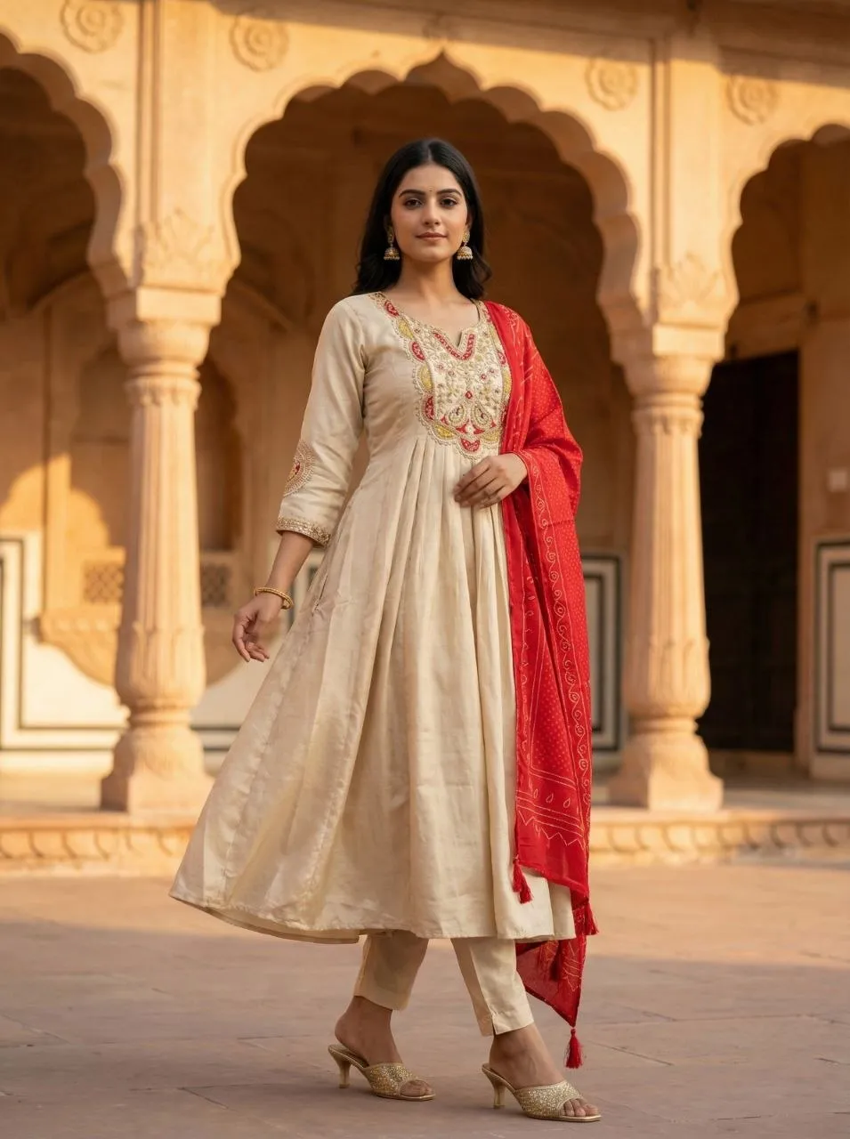 Zarin 08 Chinon Silk Embroidery Gown Pant Dupatta Collection