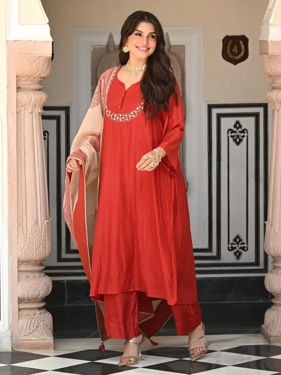 Zarin 09 Roman Silk Embroidery Work Readymade Dress Wholesale Market In Surat