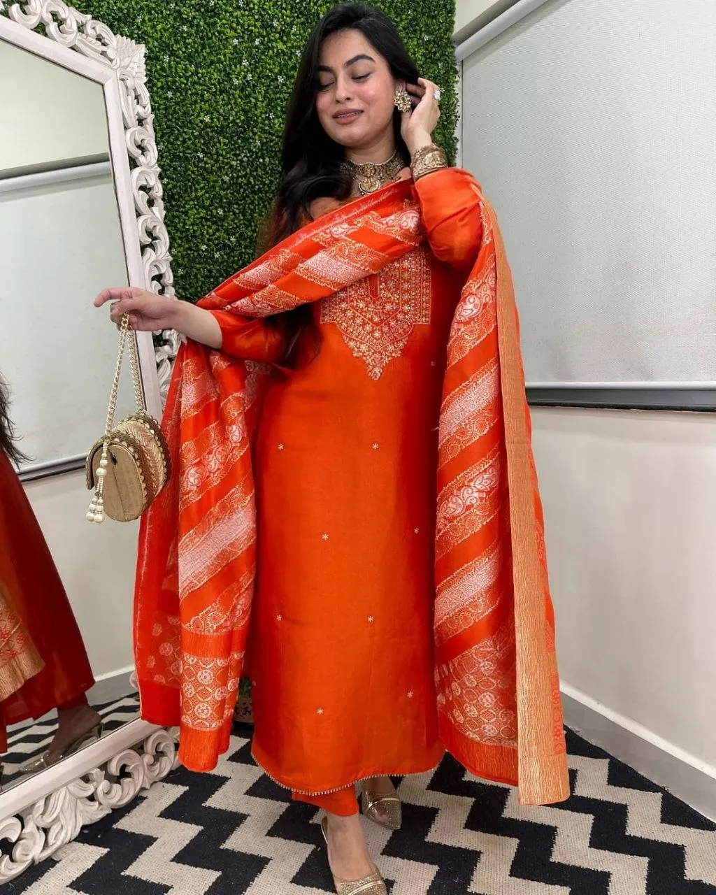 Zarin 11 Chanderi Cotton Embroidery Work Party Wear Readymade Dress