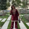 MHV 1615 Slub Reyon Thred Work Office Wear Kurti Pant Set