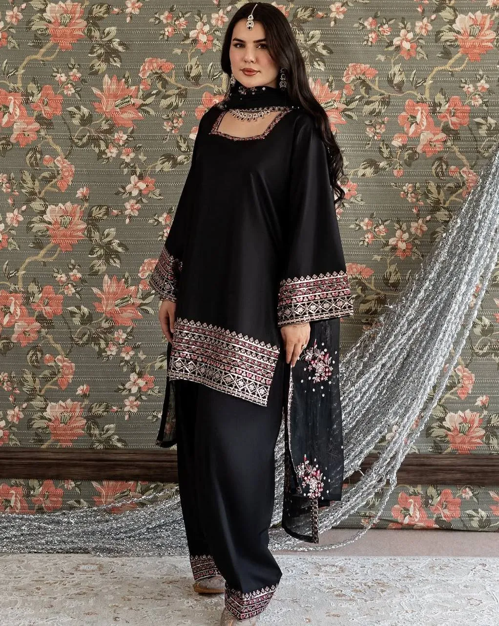 Deepika 1611 Natural Crep Designer Sequnce Work Salwar Suit Eid Collection