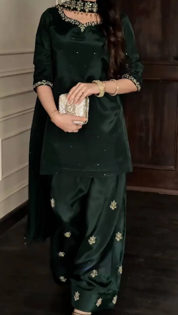 Deepika 1608 Natural Crep Thred Work Party Wear Salwar Suit