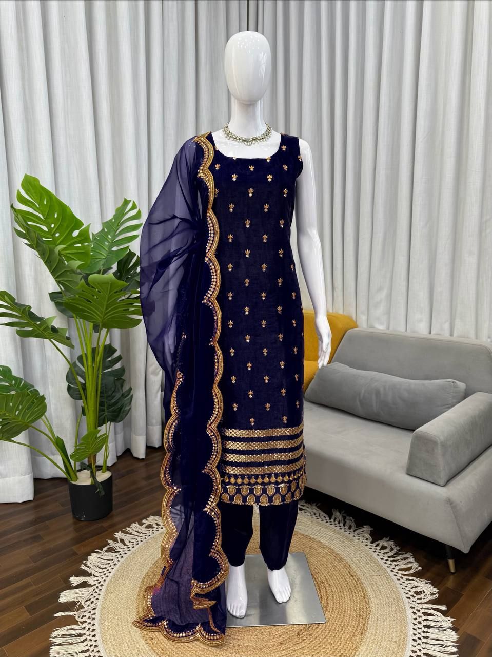 Alia 575 Roman Glass Satin Sequnce Kurti Pent Dupatta Set Wholesale Surat