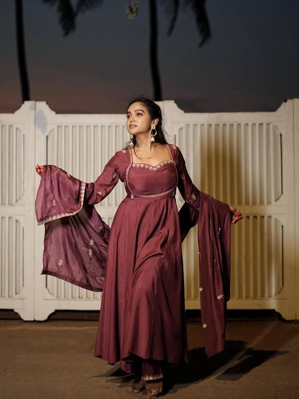 Deepika 1605 Silk Thred Work Gown Pant Dupatta Set In Surat