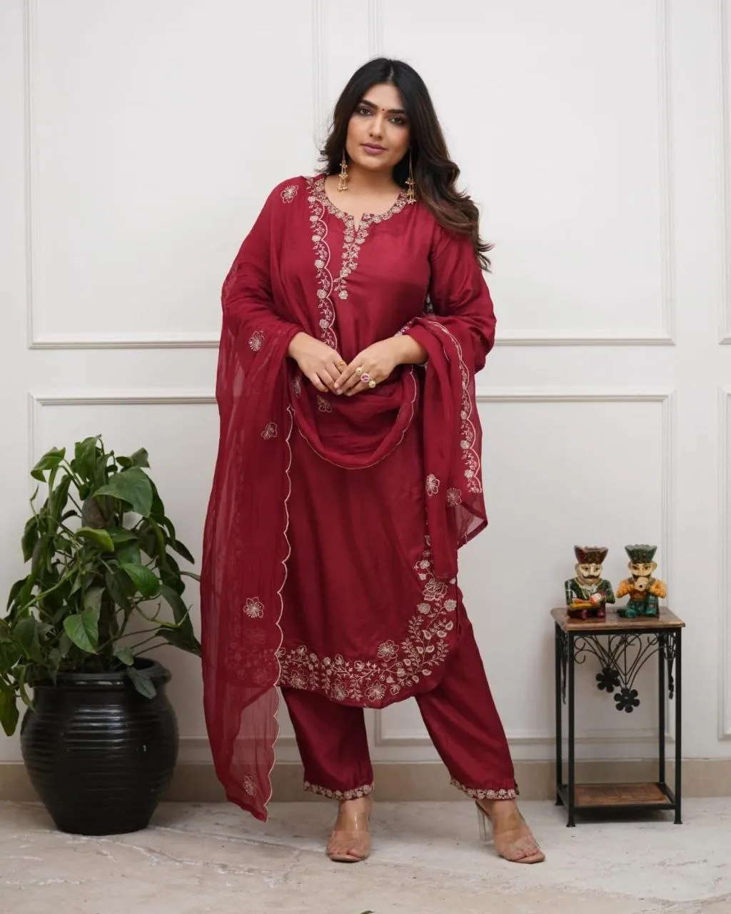 Zarin 14 Chanderi Cotton Embroidery Work Readymade Dress
