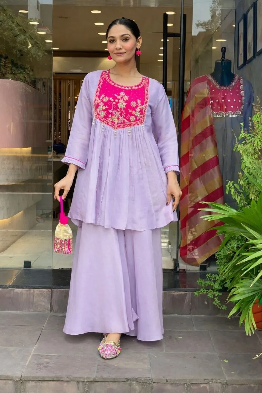 Zarin 17 Chanderi Embroidery Work Palazzo Set Online