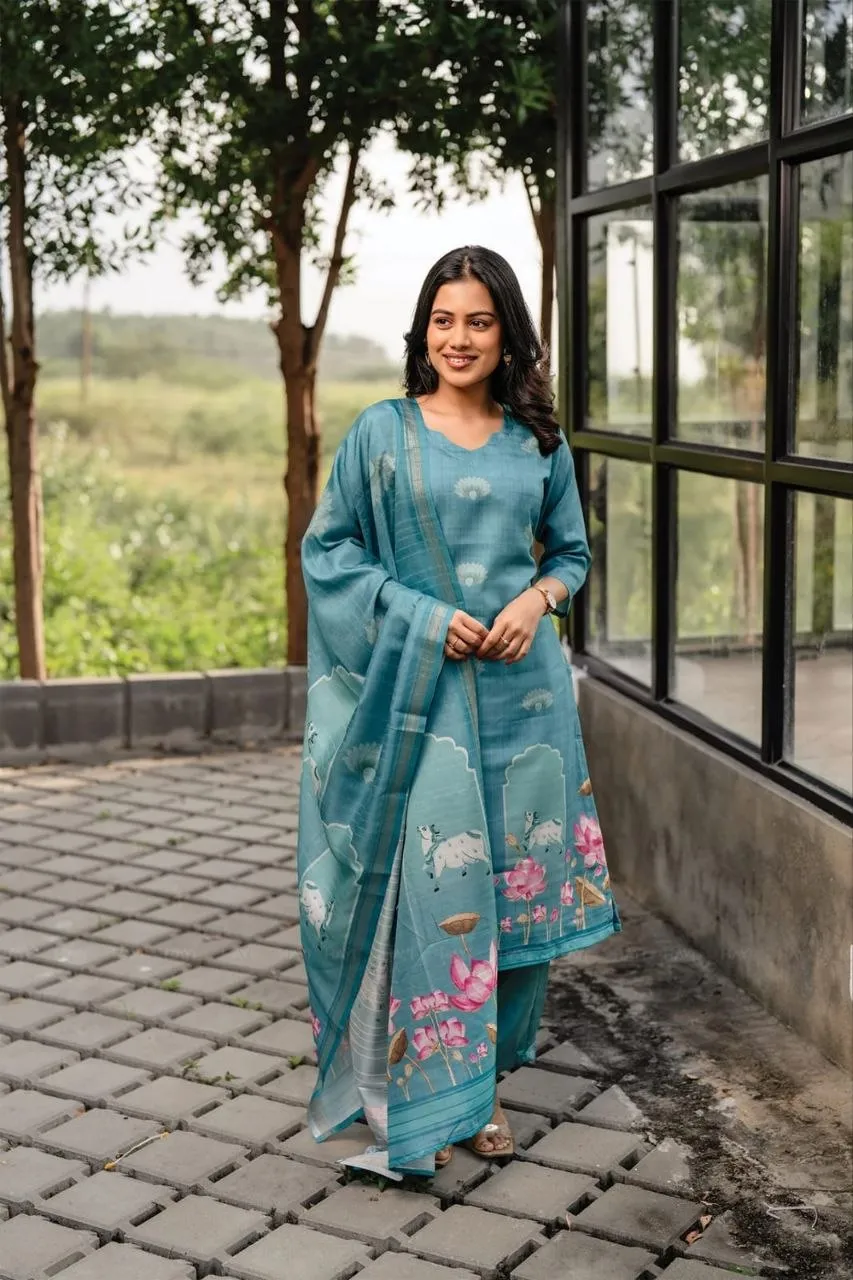 Zarin 20 Cotton Printed Office Wear Kurti Pent Dupatta Set