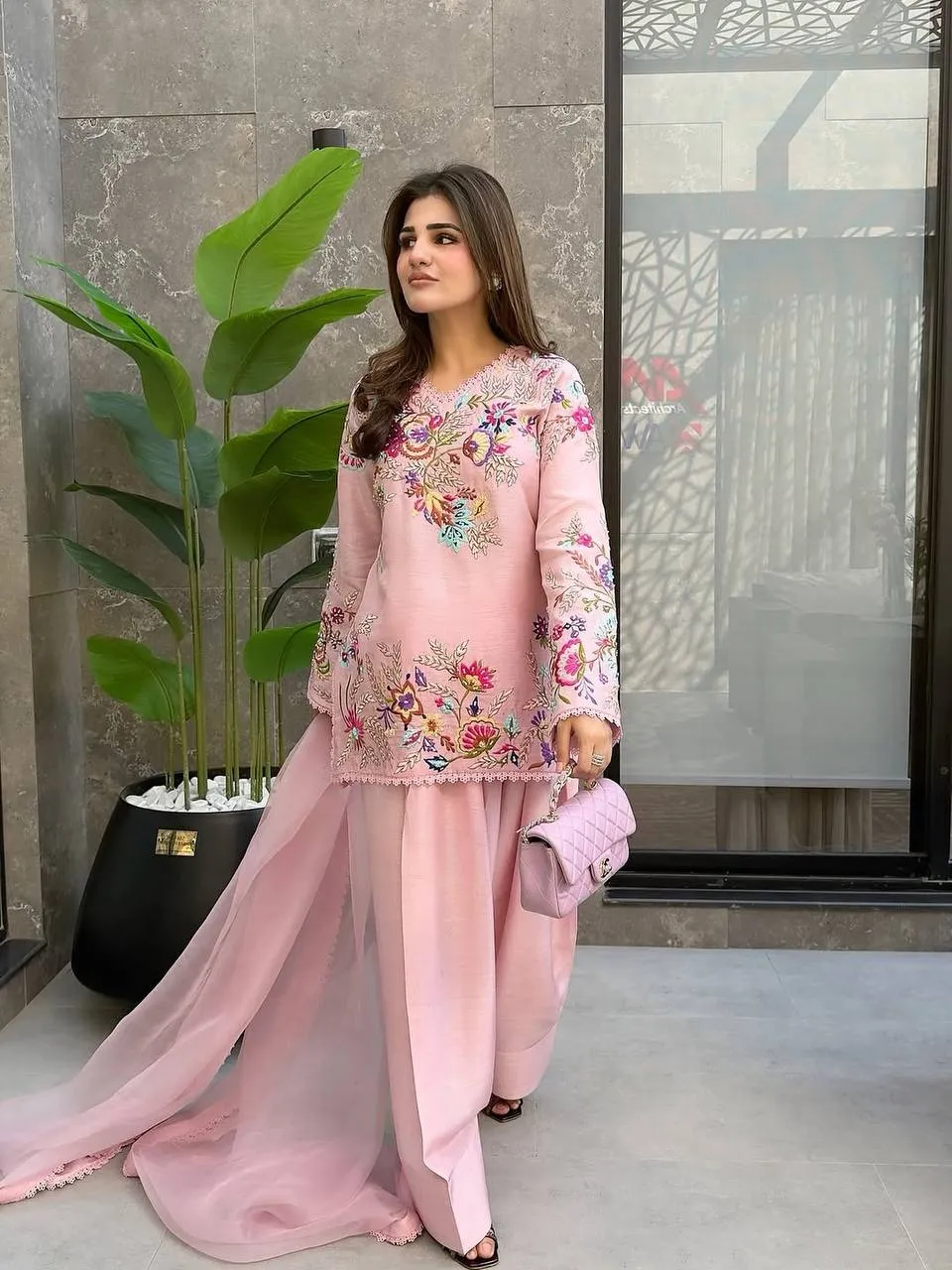 BV 469 Crape Silk Designer Embroidery Party Wear Kutri Pant Dupatta Set