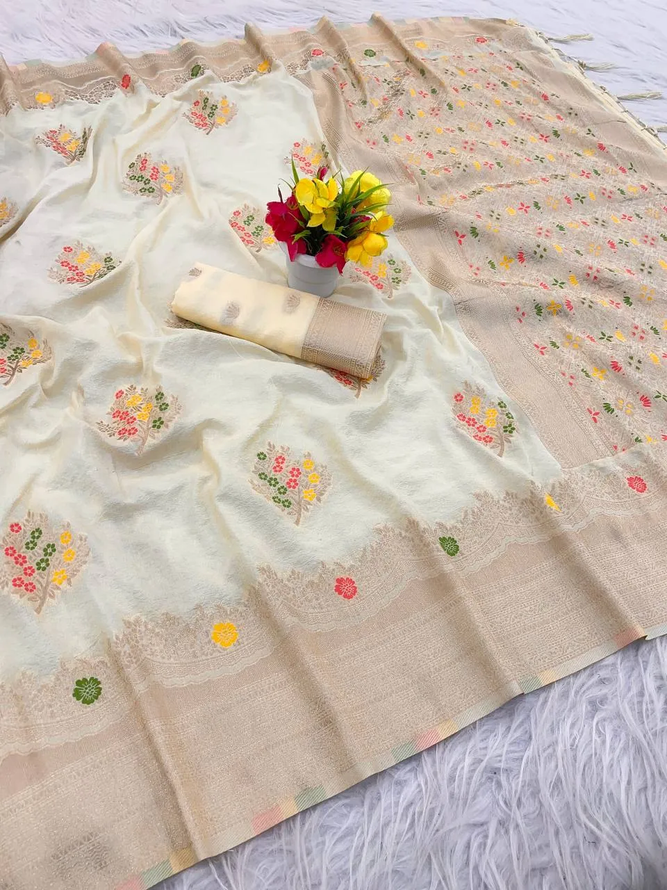 Laxmi 977 Georgette Meenakari Jacquard Work Festival Saree