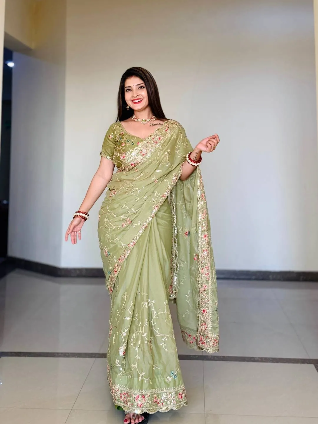 Kiara Karvi Georgette Saree With Embroidery Work Party Wear Collection