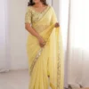 Kiara Sitara Moss Chiffon Designer Sequnce Work Saree India