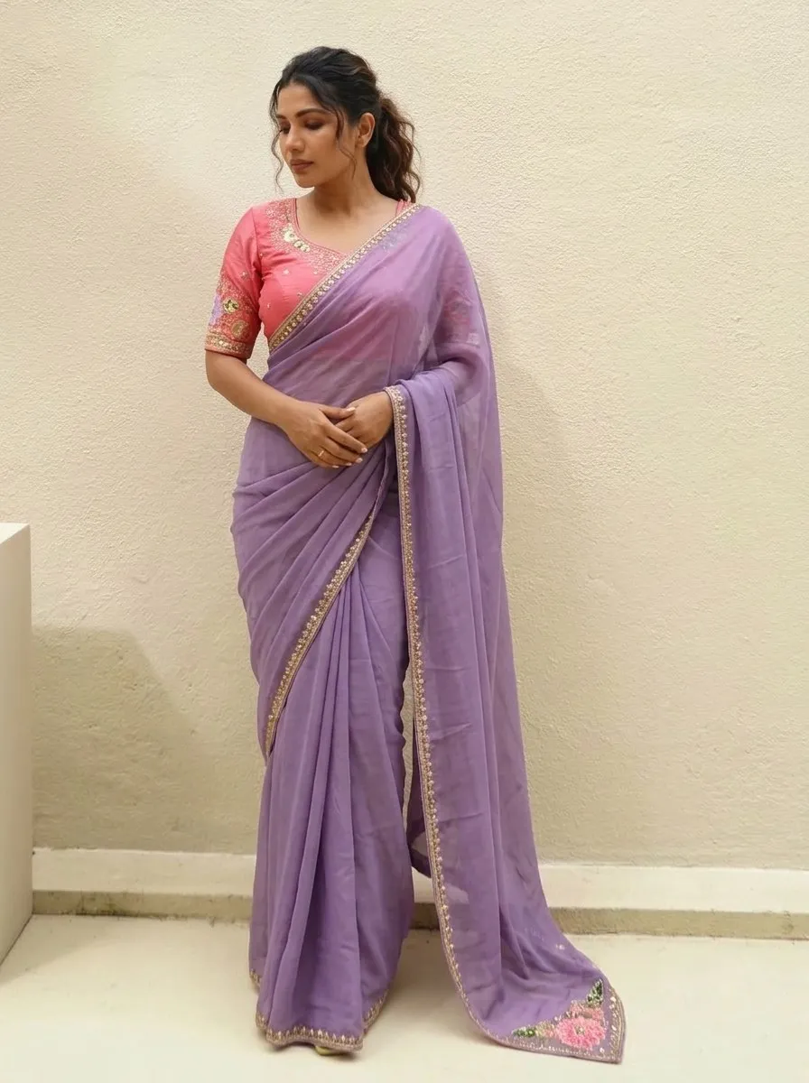 Kiara Border Rangoli Silk Sequence Embroidery Saree