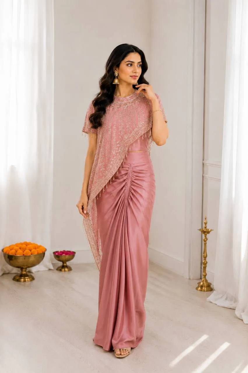 BDB 71 Crep Silk Bollywood Style Embroidey Sequnce Work Indo Western