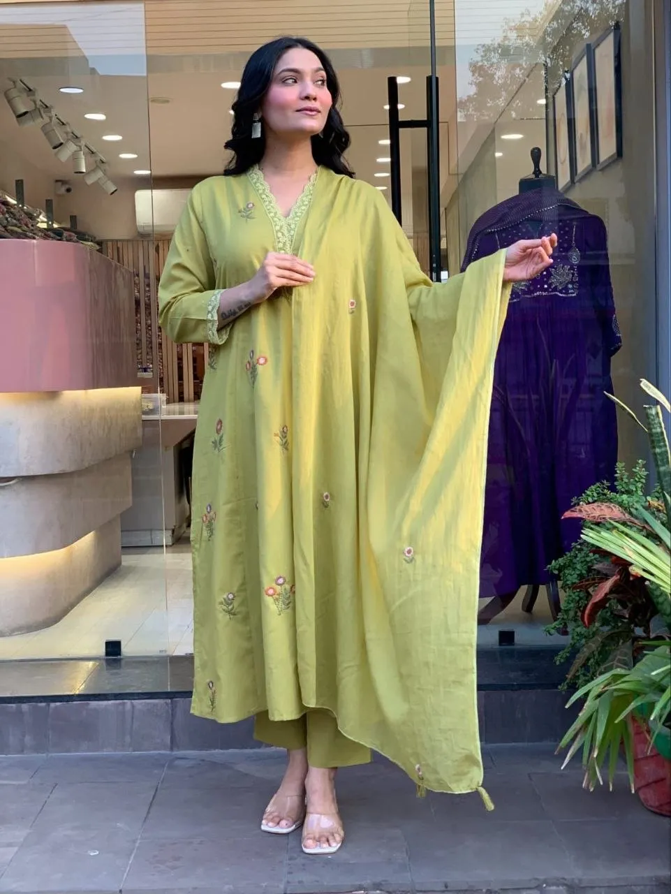Zarin 21 Roman Silk Embroidery Work Gown Pant Dupatta Set