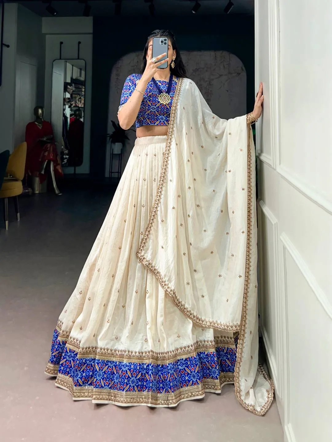 WMN 1470 Vichitra Silk Thread Embroidery Work