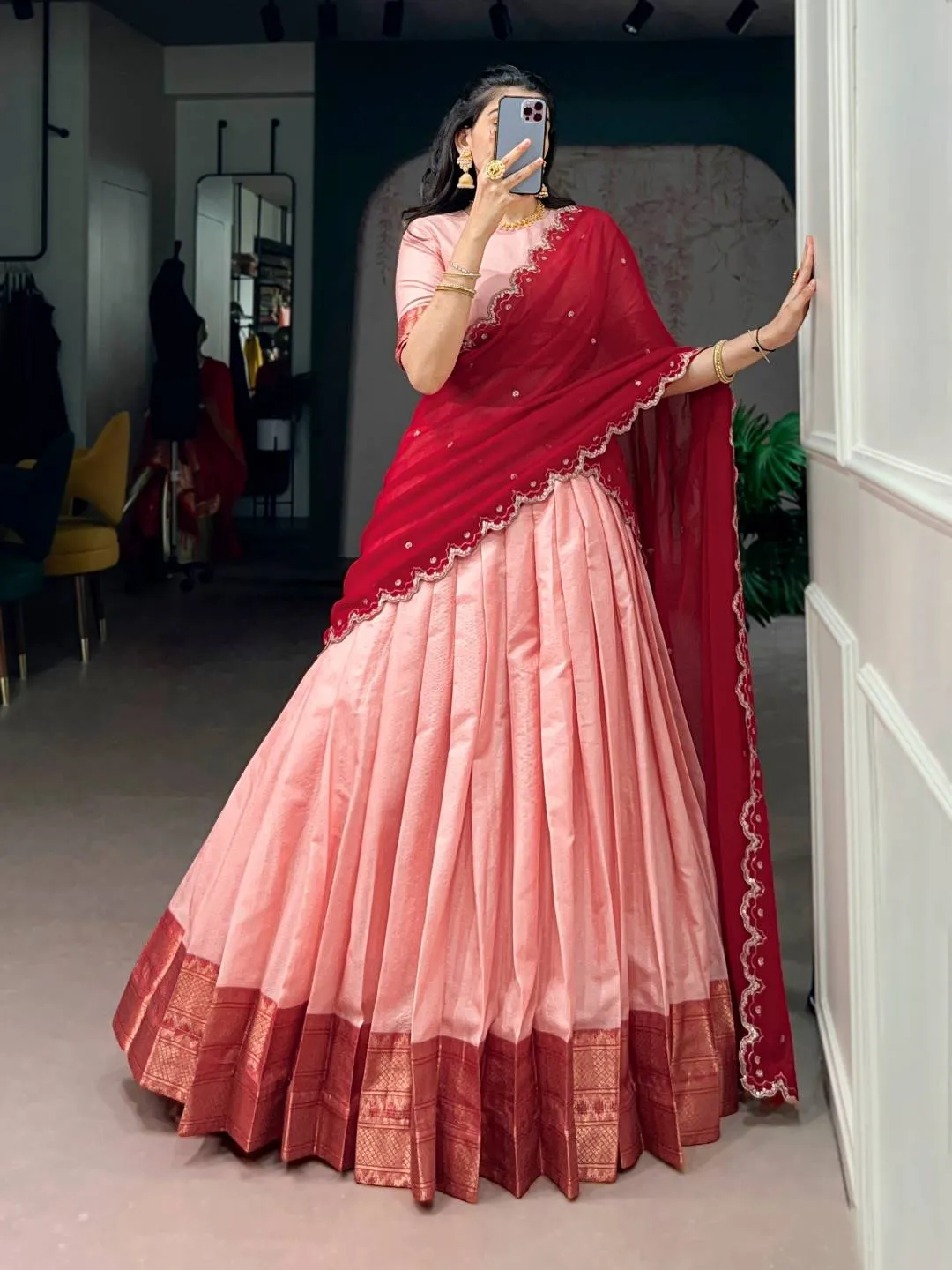 WMN 2035 Cotton Silk Zari Weaving Work Lehenga Choli Online Surat