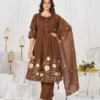 Lila 159 Cotton Thread Embroidery Festival Anarkali Readymade Dress