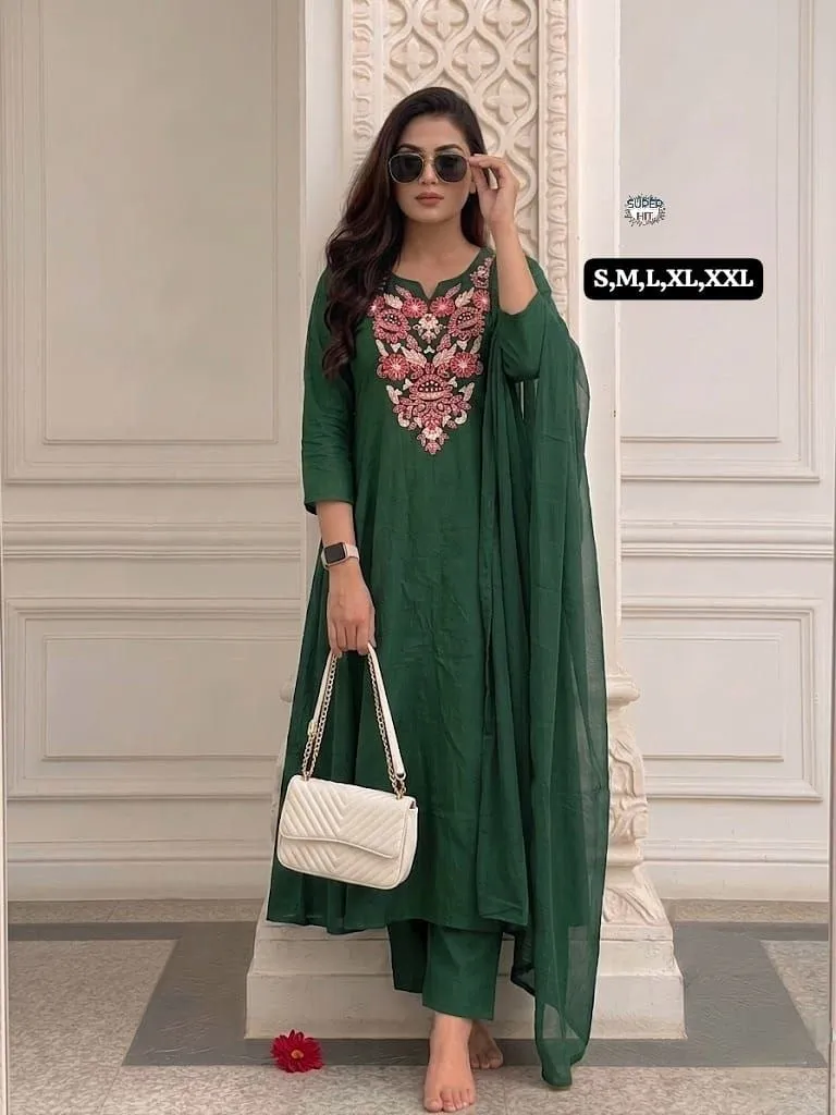 ATQ 2122 Rayon Slub Embroidery Office Wear Readymade Dress Collection