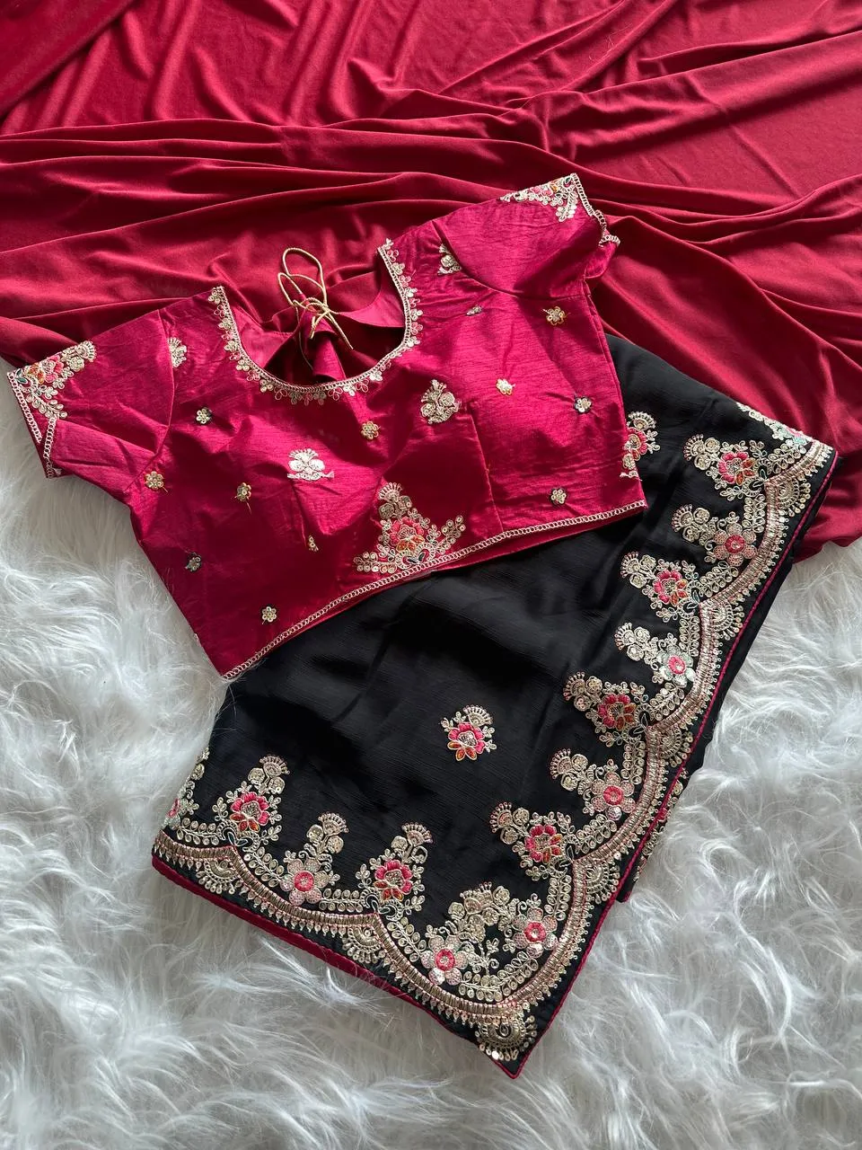 MHV Sara Fandy Silk Embroidery Work Festival & Wedding Saree