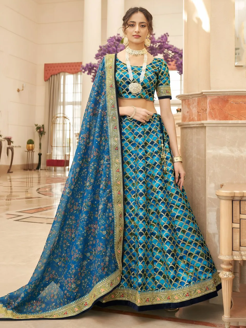 Zeel 7426 Art Silk Sequins Embroidery Work Wedding Lehenga Choli