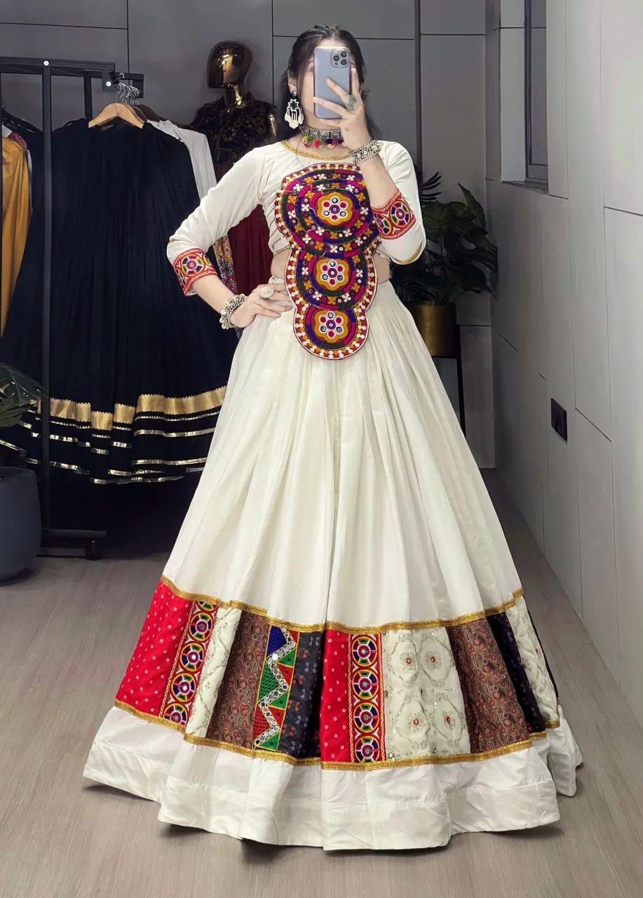 WMT 8054 Vaayroo Rayon Cotton Designer Mirror Embroidery Navratri Top Skirt
